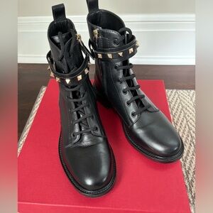 Valentino Black Studded Combat Boots